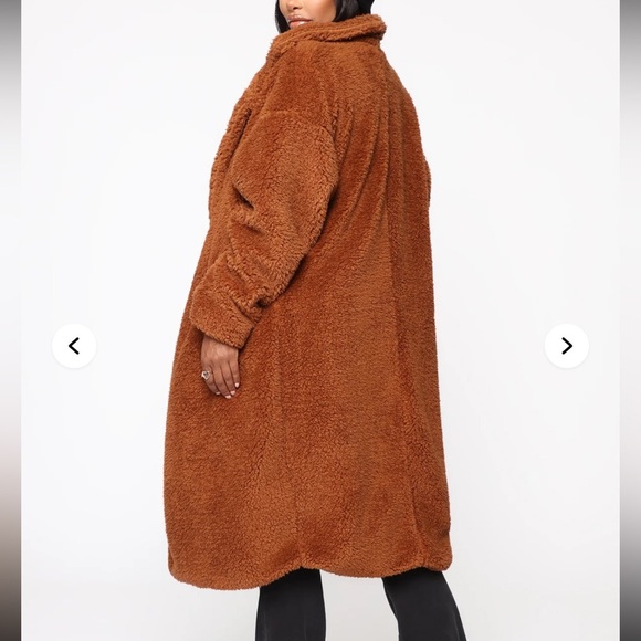 Fashion Nova Brown Oversized Teddy Coat - Picture 4 of 7